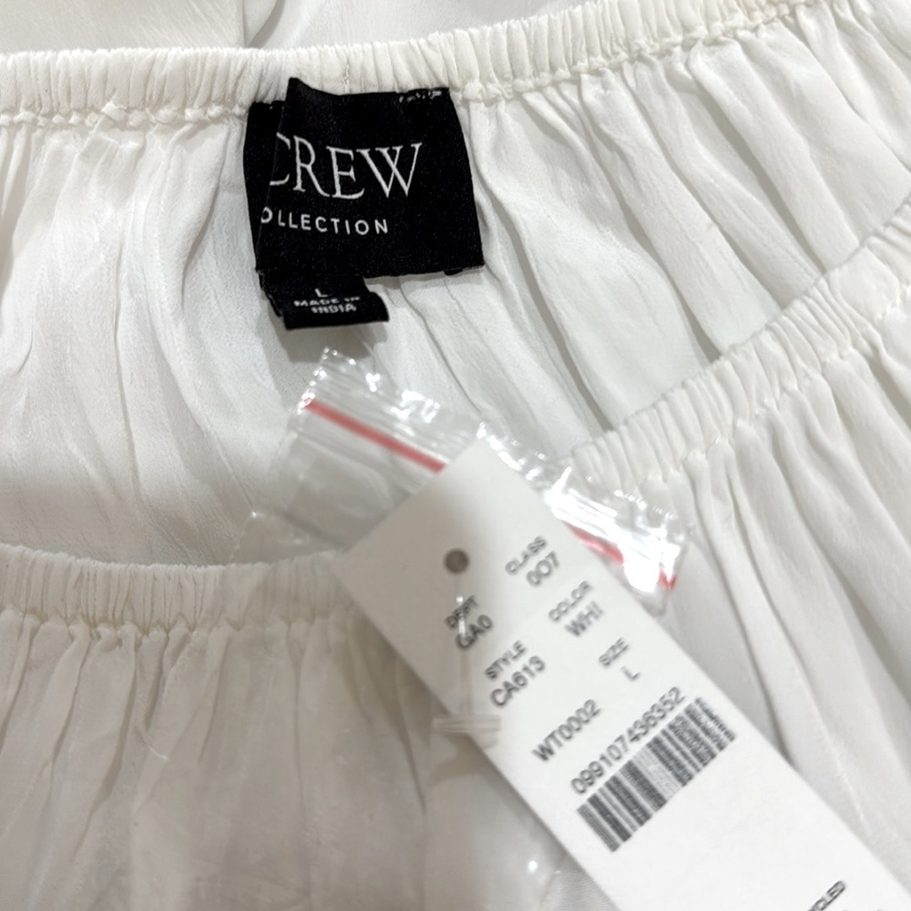J. Crew Collection sheer gathered top in white size Large NWT CA613 - Picture 10 of 10